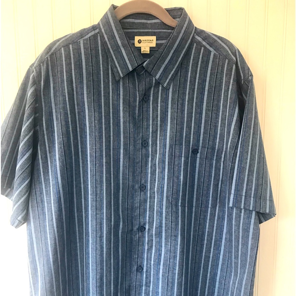 Haggar Mens Short Sleeve Shirt Large